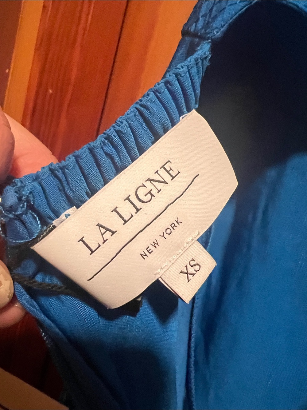 La Ligne Blue Strapless Midi Dress with back Tie - Picture 4 of 7